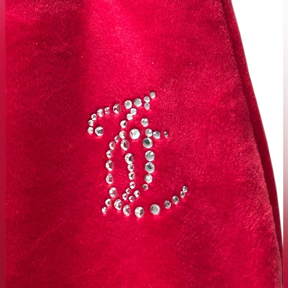NWT Juicy Couture Red Velour Track Pants Rhinestone Logo Size L - Picture 4 of 10